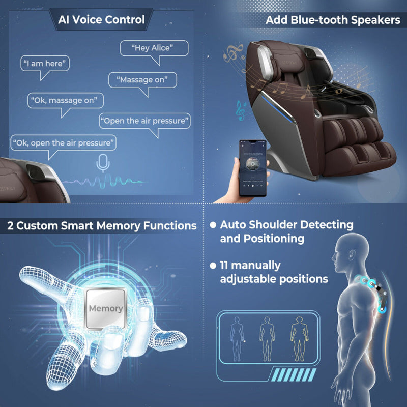 Full Body Zero Gravity Massage Chair with SL Track Voice Control Heat