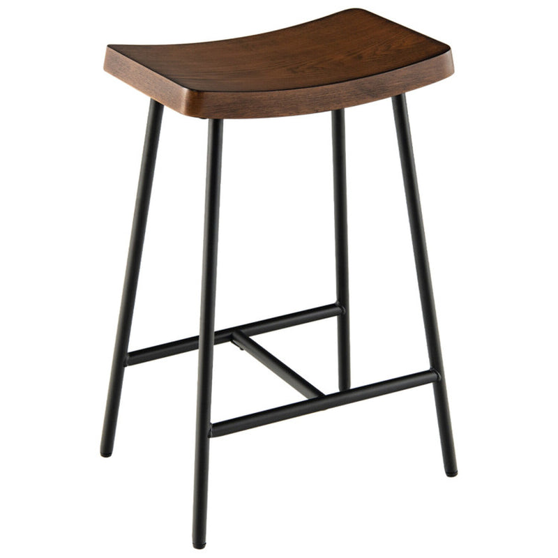 Industrial Saddle Seat Stool with Metal Legs and Adjustable Foot Pads