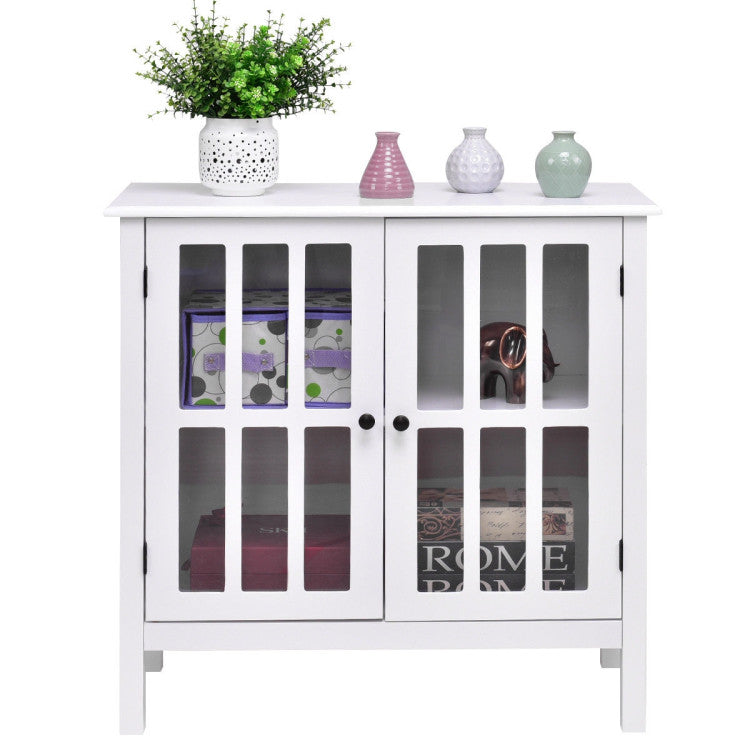 Glass Door Sideboard Console Storage Buffet Cabinet