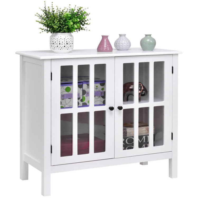 Glass Door Sideboard Console Storage Buffet Cabinet