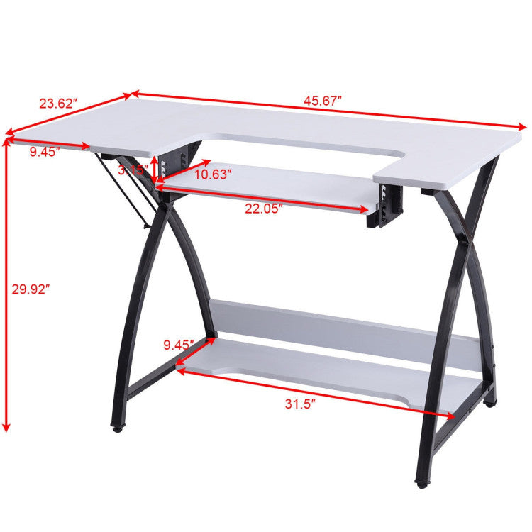 Sewing Craft Table Computer Desk with Adjustable Platform