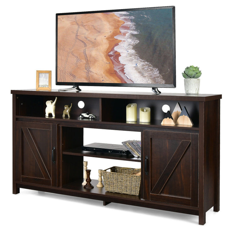 59 Inch TV Stand Media Center Console Cabinet with Barn Door for Tv'S 65 Inch