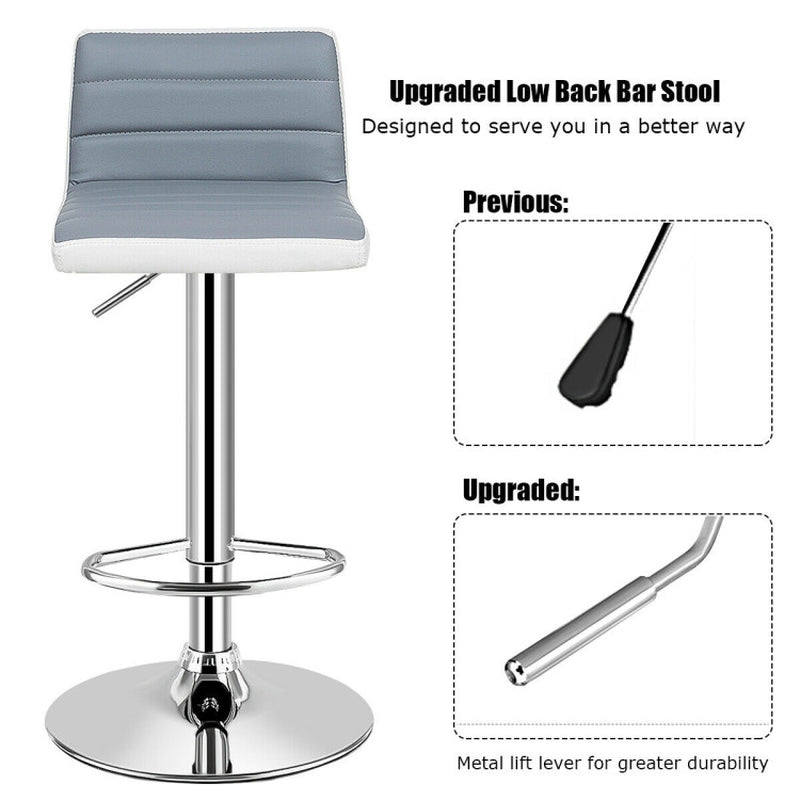 Set of 2 Adjustable Heights Barstool with PU Leather