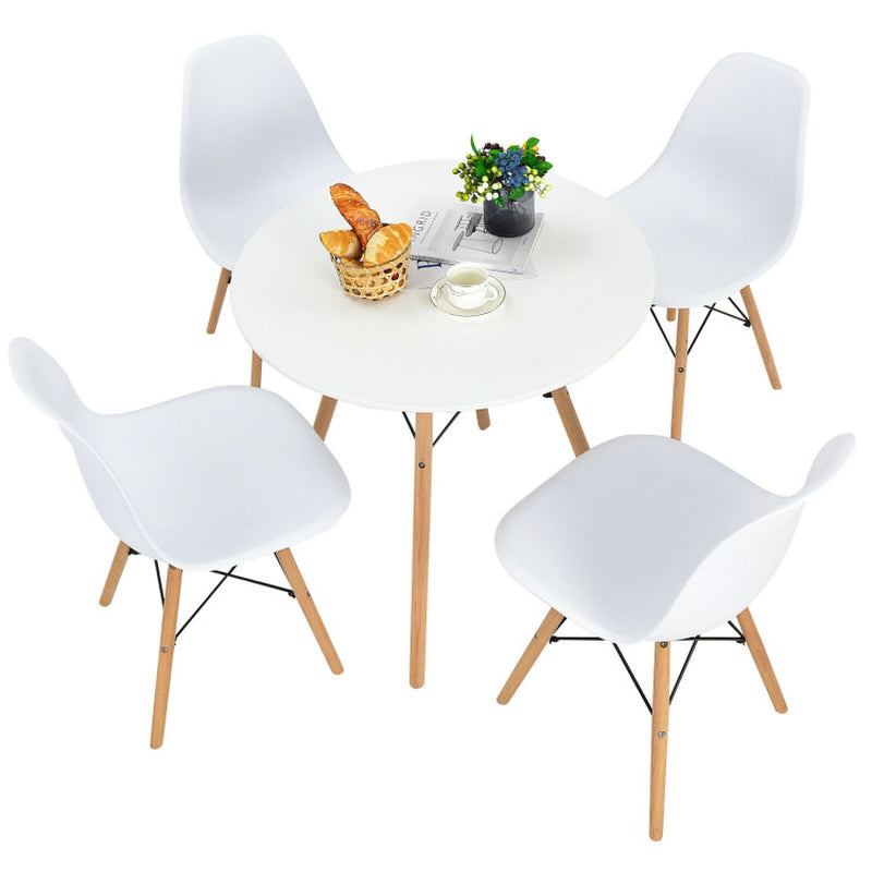 5 Pieces Table Set with Solid Wood Leg for Dining Room