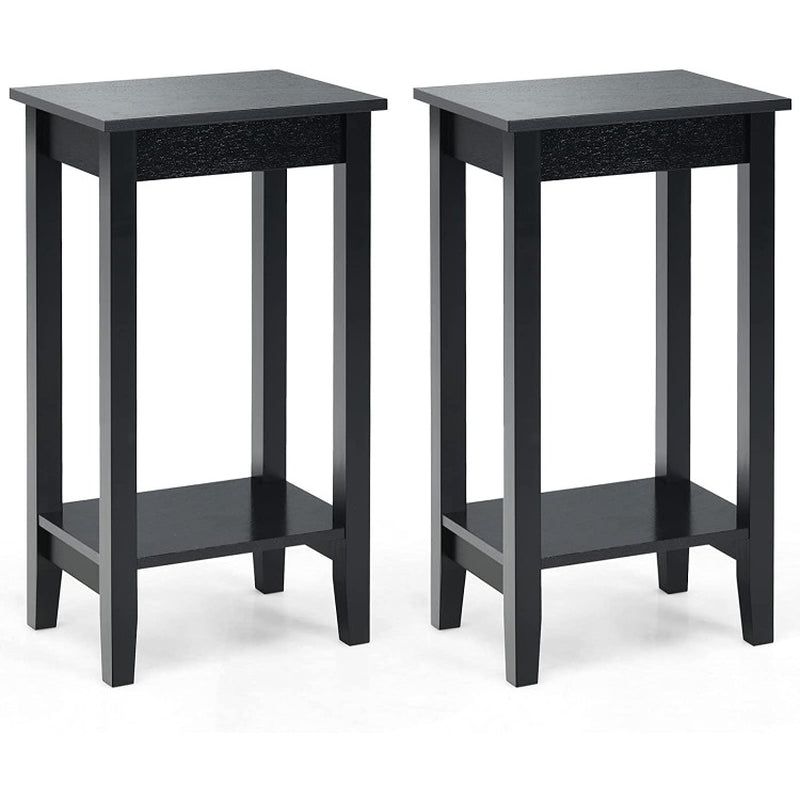 Set of 2 Versatile 2-Tier End Tables with Storage Shelf