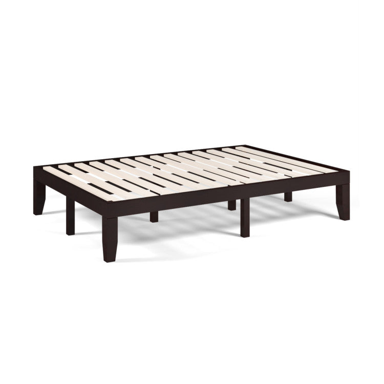 14 Inch Full Size Rubber Wood Platform Bed Frame with Wood Slat Support