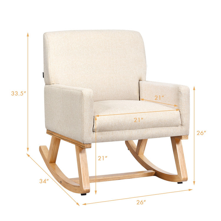 Upholstered Rocking Chair with and Solid Wood Base