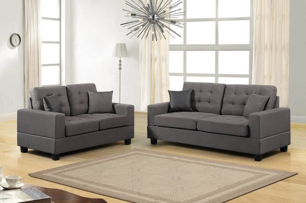 Grey-2PC-Sofa-and-loveseat-Set - StafforaFurniture