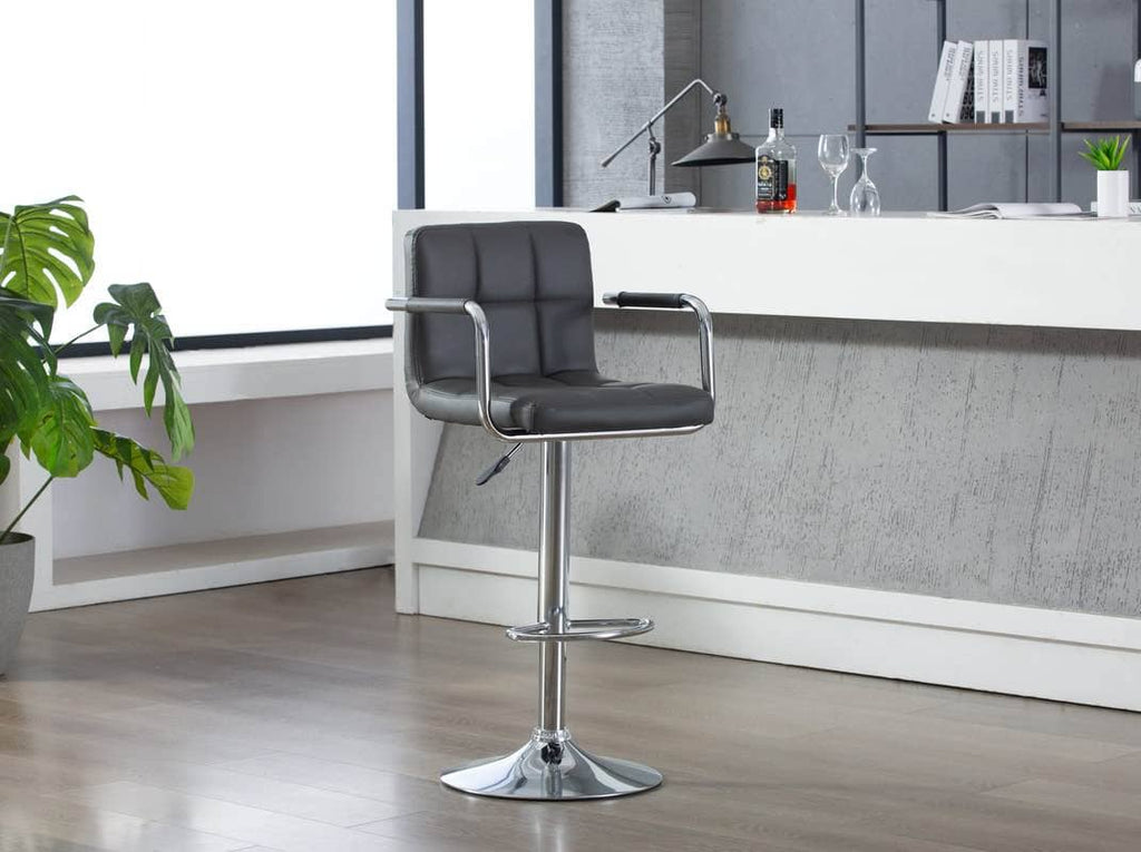 Gray Barstool with Arms - StafforaFurniture