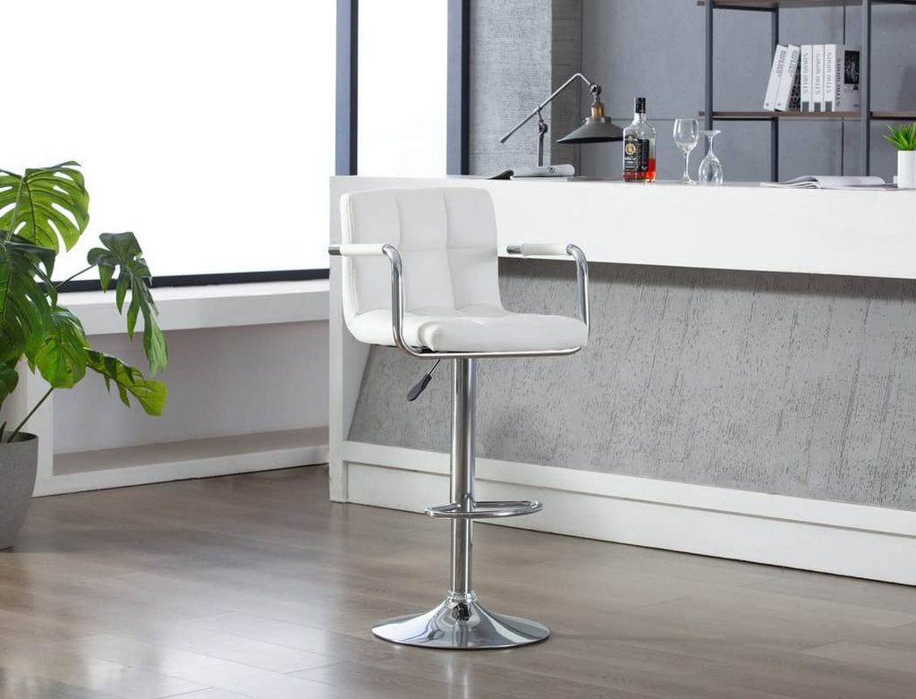 White Barstool with Arms - StafforaFurniture