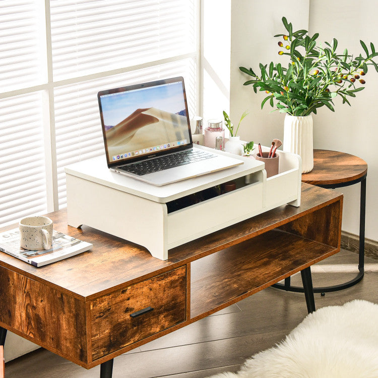 Compact Bay Window Makeup Dressing Table with Flip-Top Mirror