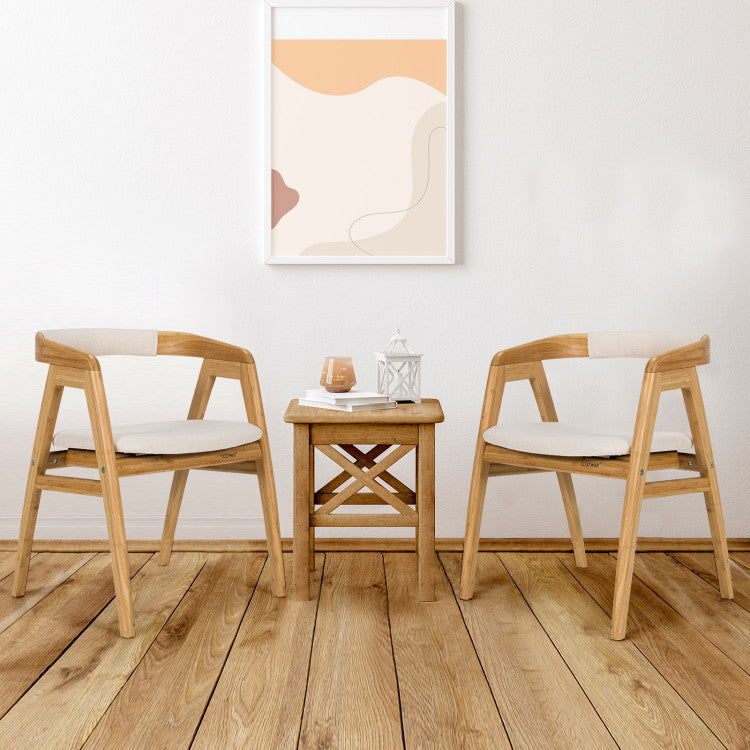 Leisure Bamboo Dining Chair with Curved Back and Anti-Slip Foot Pads