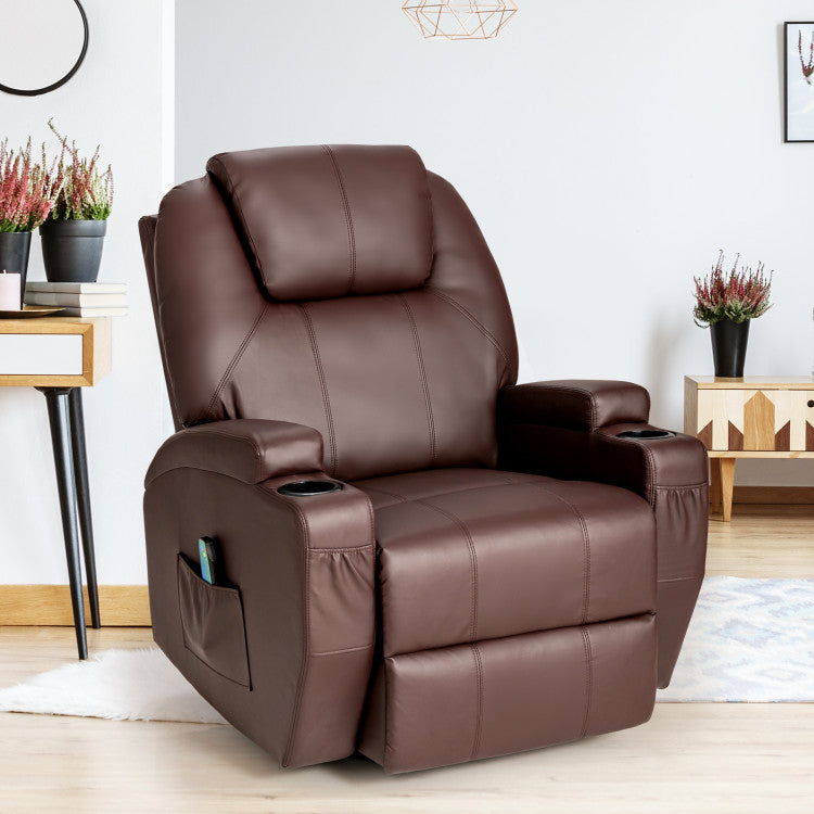 360-Degree Swivel Massage Recliner Chair with Remote Control for Home