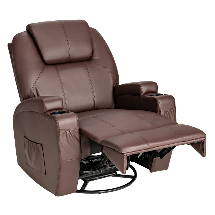 360-Degree Swivel Massage Recliner Chair with Remote Control for Home