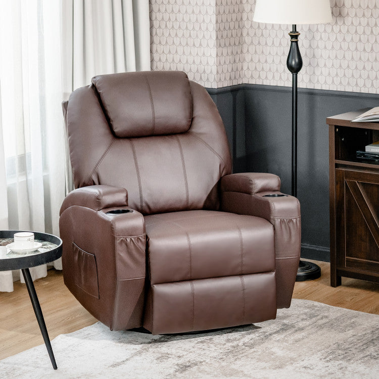 360-Degree Swivel Massage Recliner Chair with Remote Control for Home