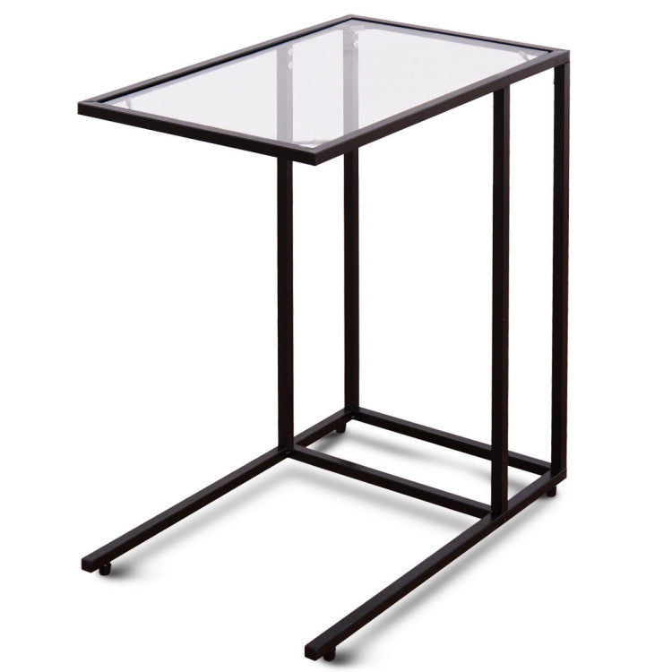 Sofa End Table Coffee Side Table with Glass Top