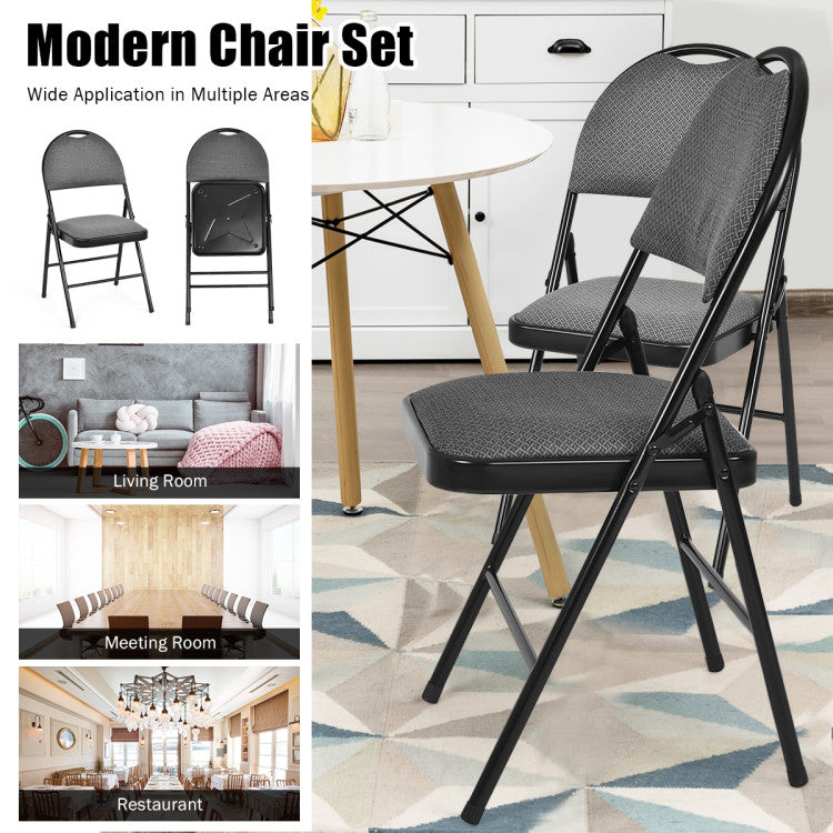 6 Pieces Folding Chairs Set with Handle Hole and Portable Backrest