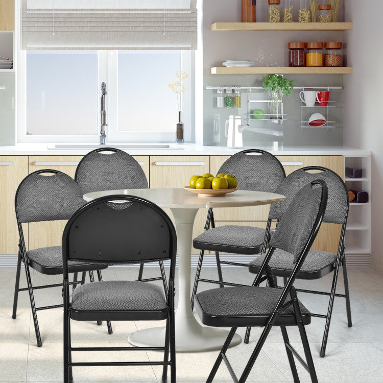 6 Pieces Folding Chairs Set with Handle Hole and Portable Backrest