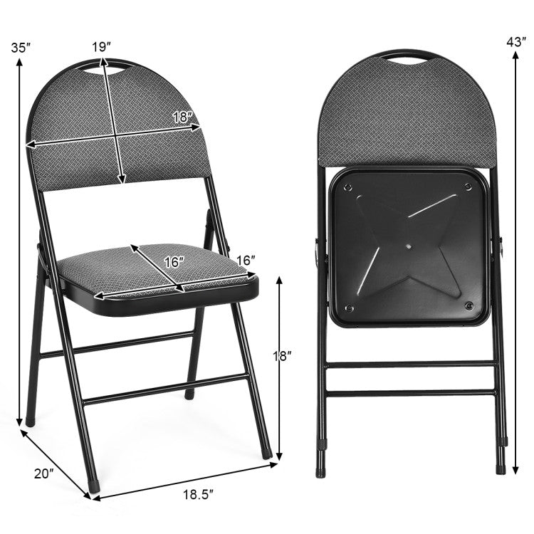 6 Pieces Folding Chairs Set with Handle Hole and Portable Backrest