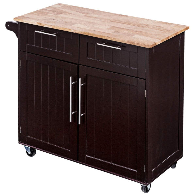 Heavy Duty Kitchen Island Cart on Wheels with Towel Holder and Drawer