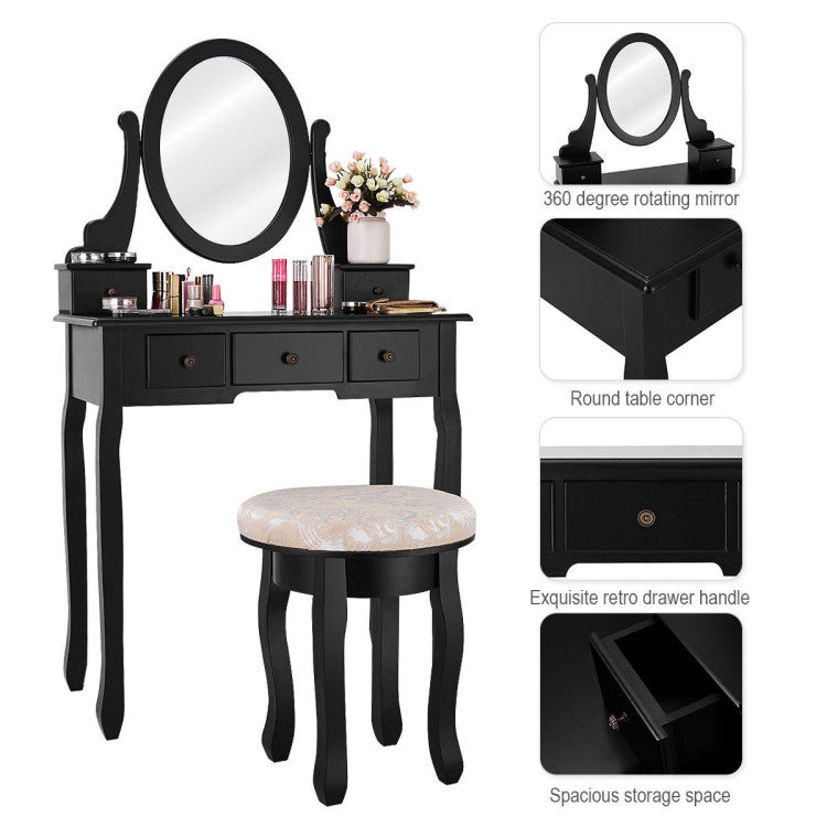 Vanity Makeup Table Set Bedroom Furniture with Padded Stool