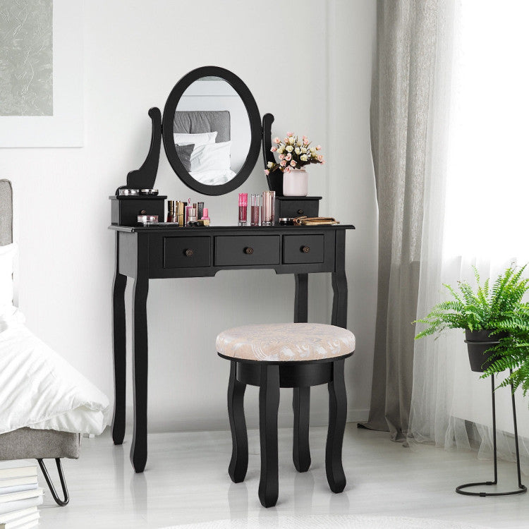 Vanity Makeup Table Set Bedroom Furniture with Padded Stool