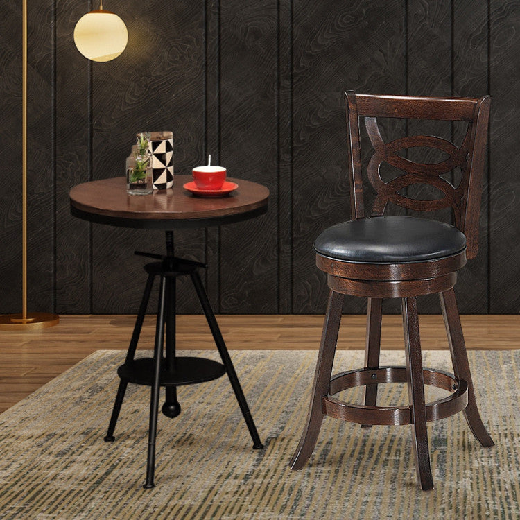 24 Inch Counter Height Upholstered Swivel Bar Stool with Cushion Seat