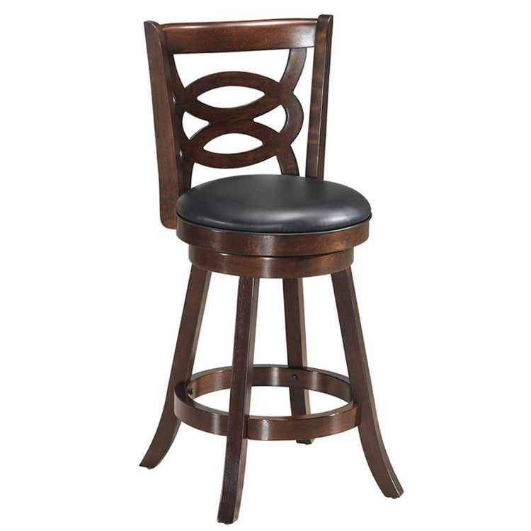 24 Inch Counter Height Upholstered Swivel Bar Stool with Cushion Seat