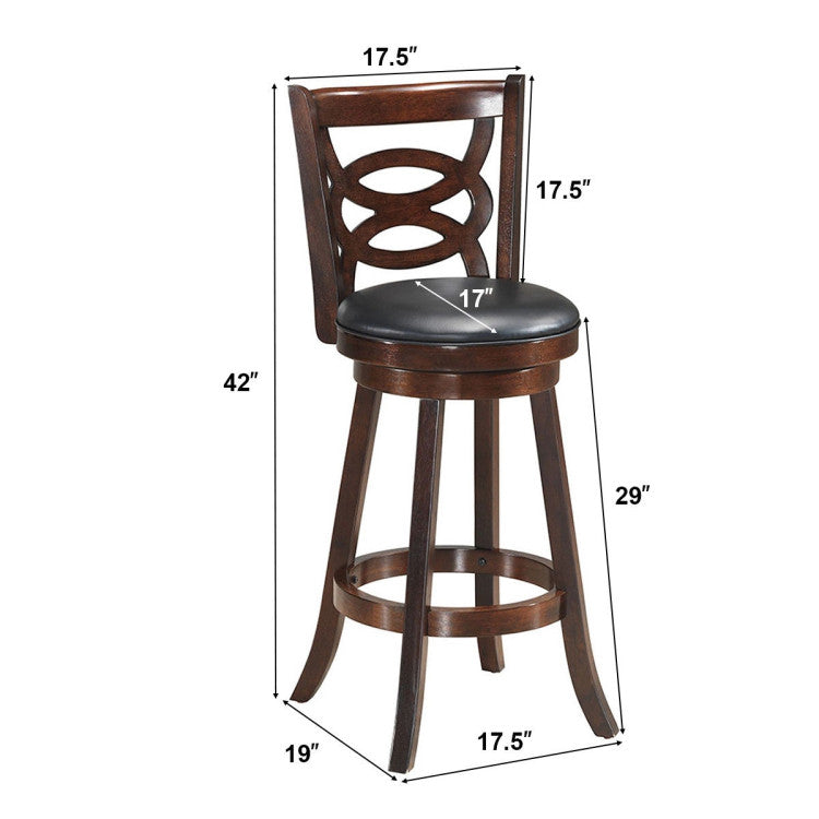 24 Inch Counter Height Upholstered Swivel Bar Stool with Cushion Seat