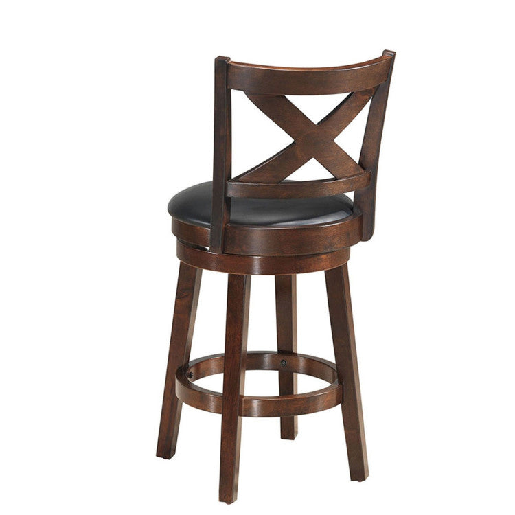 Swivel X-Back Upholstered Counter Height Bar Stool with PVC Cushioned Seat