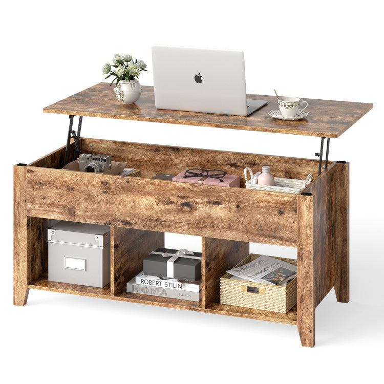 Wood Lift Top Coffee Table with Storage Lower Shelf