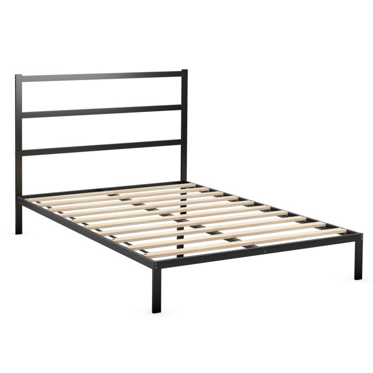 Twin/Full Size Metal Bed Platform Frame with Headboard.