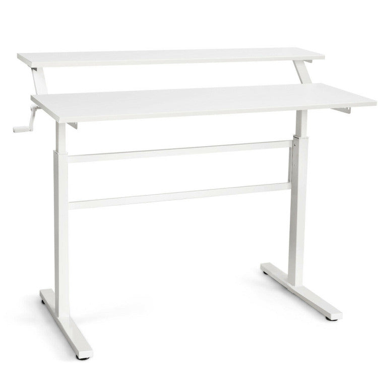 2-Tier Height Adjustable Sit to Standing Desk with Monitor Stand