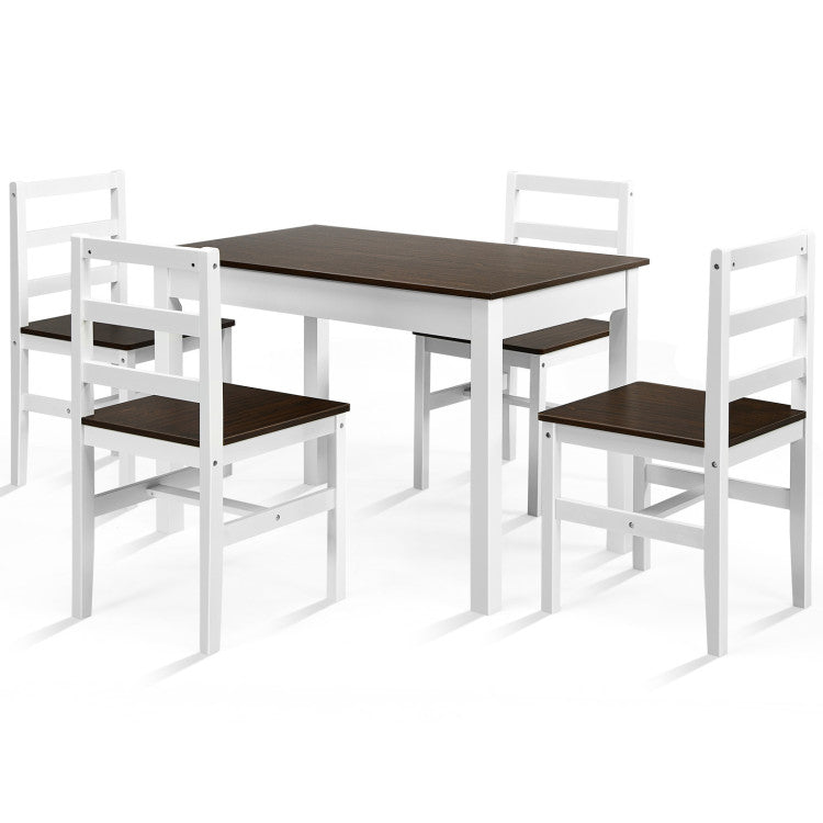 5 Pieces Solid Wood Compact Kitchen Dining Set