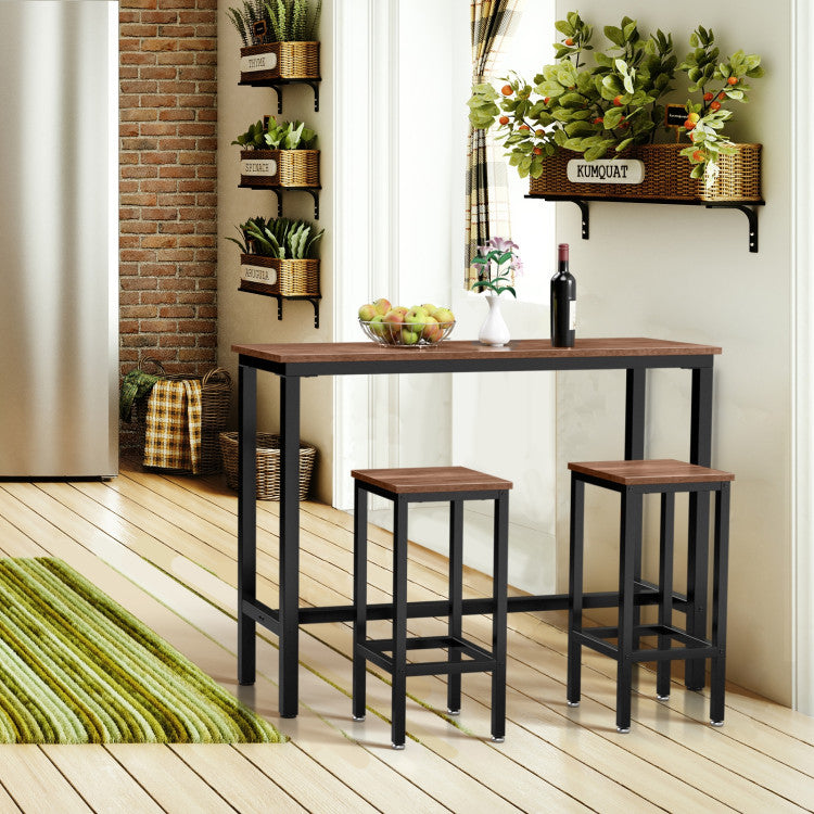 3 Pieces Counter Height Bar Furniture Set with Backless Stools