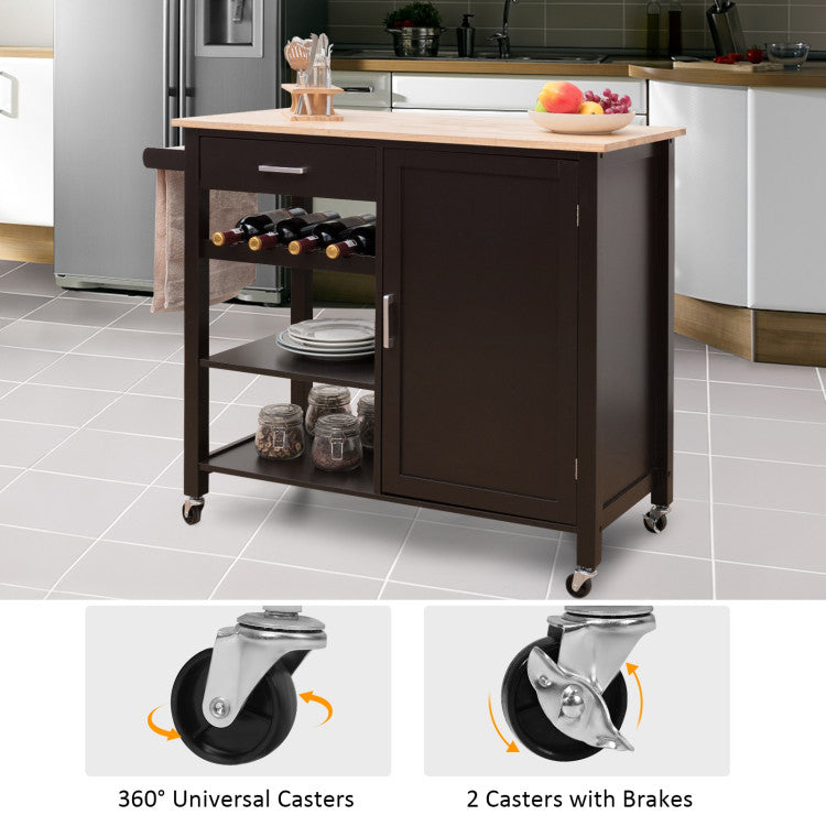 Kitchen Island Cart Rolling Serving Cart Wood Trolley