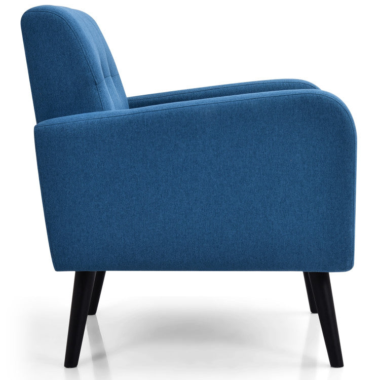 Modern Upholstered Comfy Accent Chair with Rubber Wood Legs