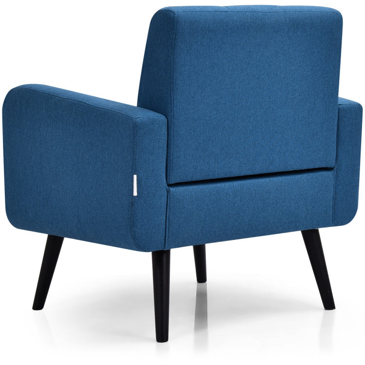 Modern Upholstered Comfy Accent Chair with Rubber Wood Legs