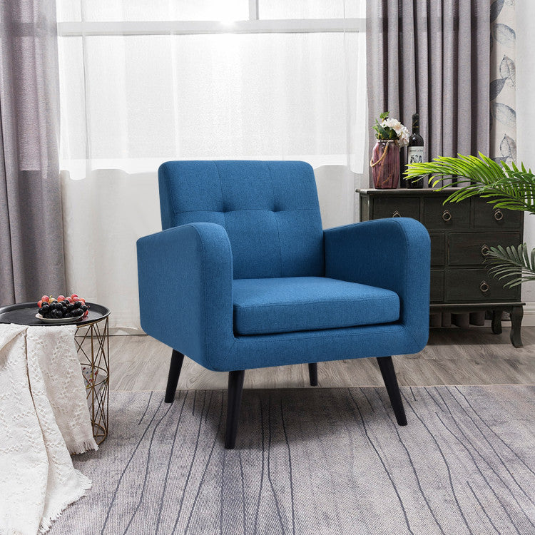 Modern Upholstered Comfy Accent Chair with Rubber Wood Legs