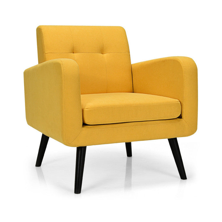 Modern Upholstered Comfy Accent Chair with Rubber Wood Legs