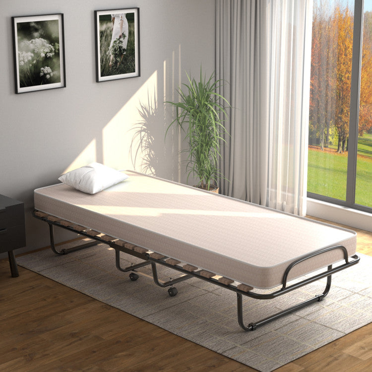 Made in Italy 2.5 Inch Portable Folding Bed with Memory Foam Mattress