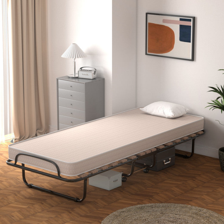 Made in Italy 2.5 Inch Portable Folding Bed with Memory Foam Mattress