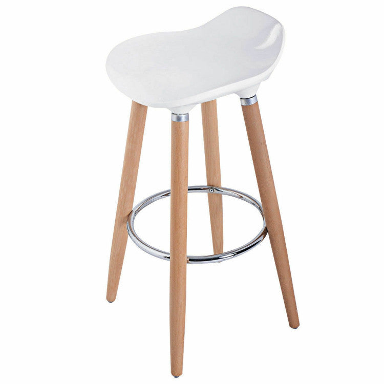 Set of 2 ABS Bar Stools with Wooden Legs