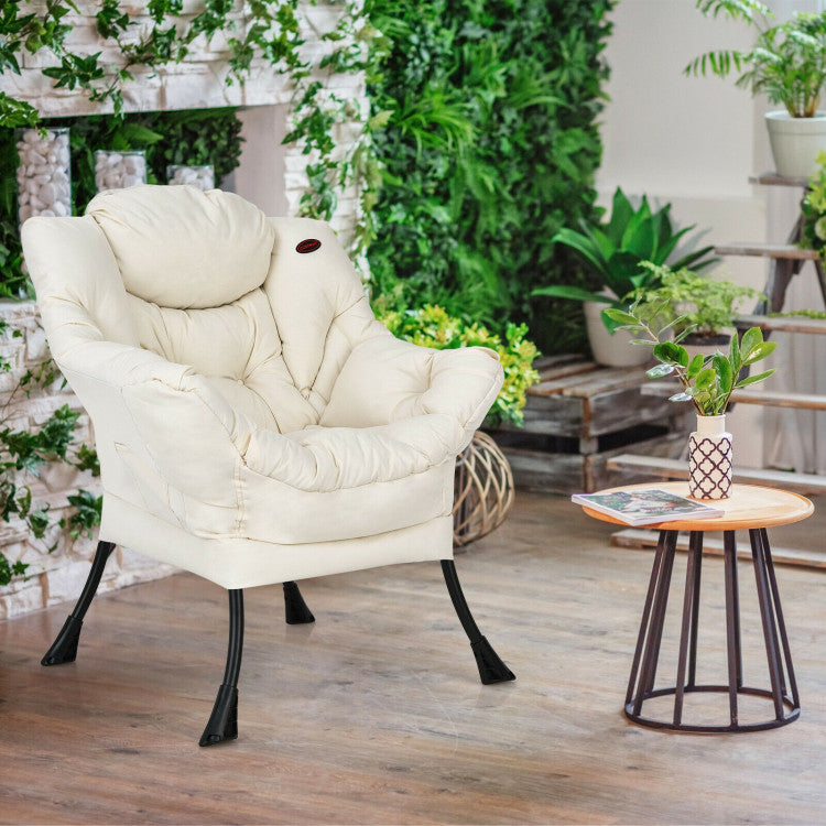 Modern Polyester Fabric Lazy Chair with Steel Frame and Side Pocket