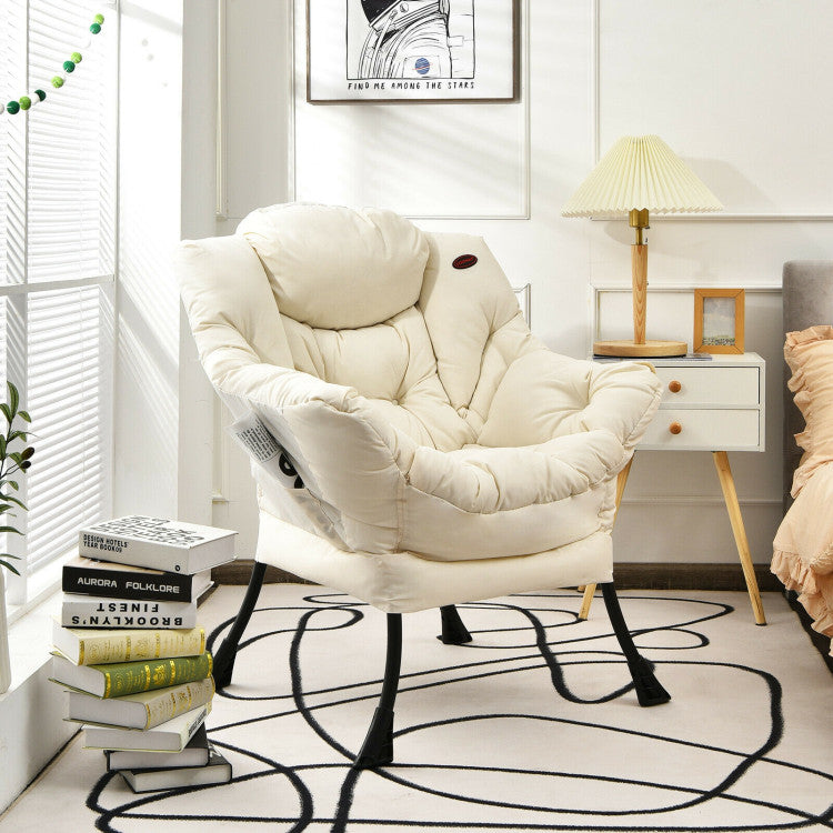 Modern Polyester Fabric Lazy Chair with Steel Frame and Side Pocket