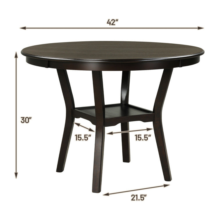 42 Inch 2-Tier round Dining Table with Storage Shelf