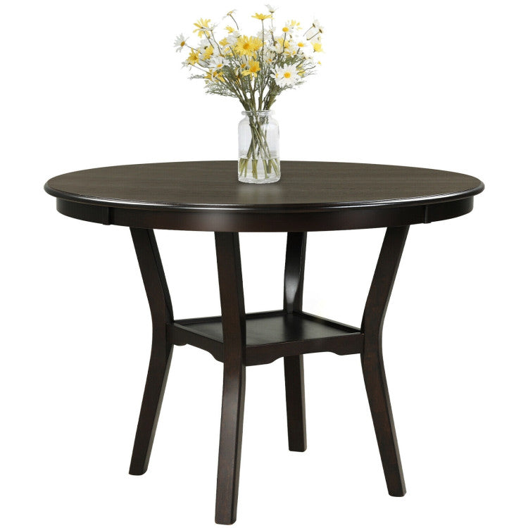 42 Inch 2-Tier round Dining Table with Storage Shelf