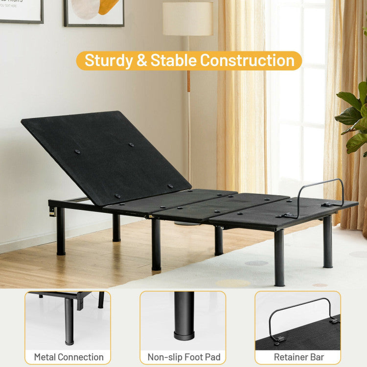 Ergonomic Adjustable Bed Base with Head and Foot Incline