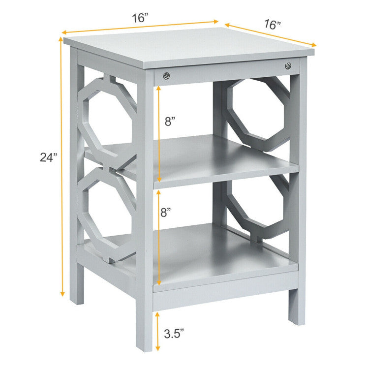 2 Pieces 3-Tier End Table with Stable Structure for Living Room