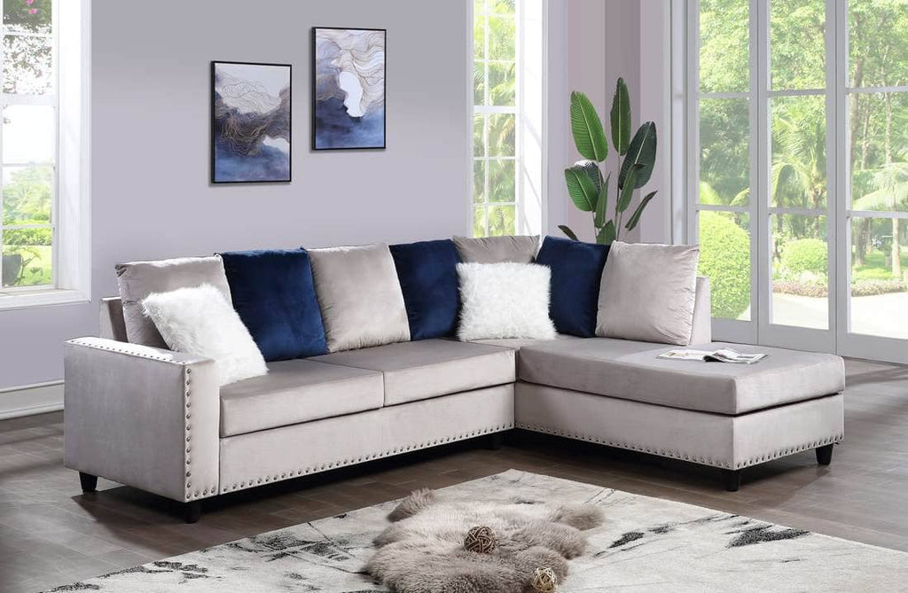 Cindy Velvet Reversible Sectional - StafforaFurniture